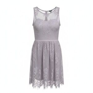 Lily Rose Lavender Lace Fit Flare Dress Womens Medium Sheer Overlay Occasion